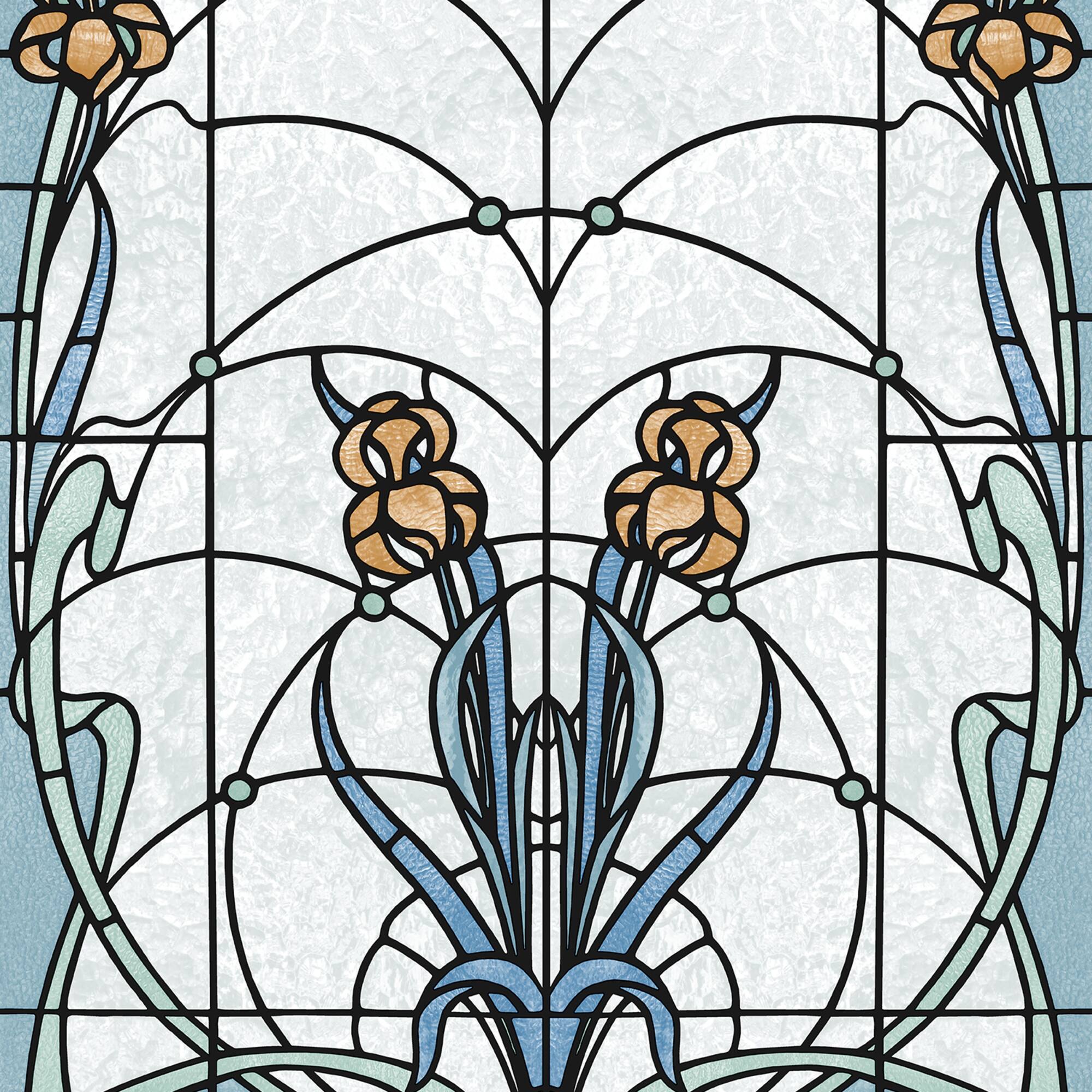 Designs Direct Floral Stained Glass Flower Wallpaper